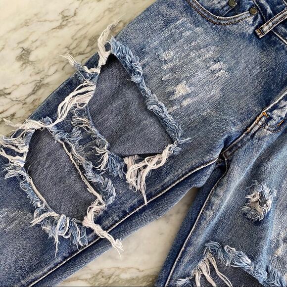 One Teaspoon Womens Medium Wash Distressed Ankle Trashed Free Birds in Cobain 25 - Picture 9 of 11